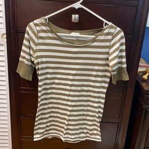 Olive & white striped shirt